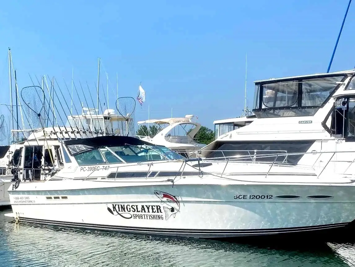 Kingslayer 1, the 42-foot Sea-Ray, tied up at St. Catharines Marina